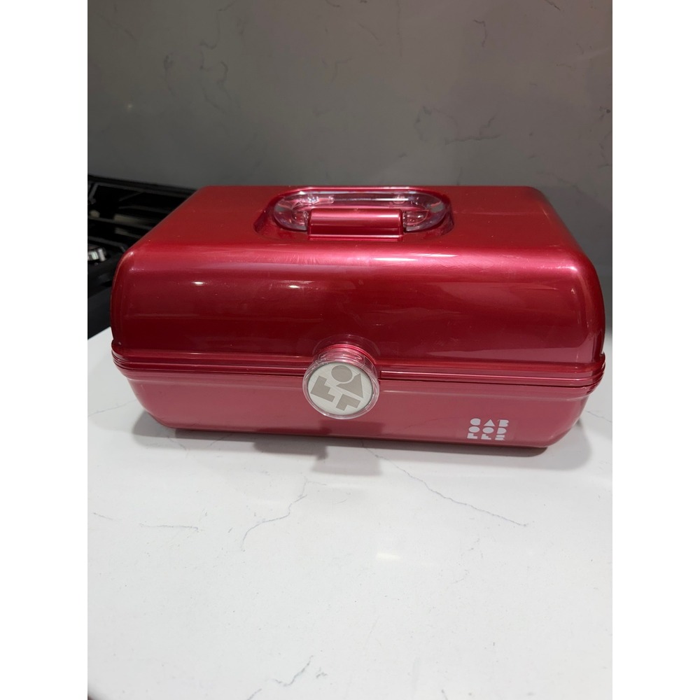 Caboodles On-The-Go Girl Metallic Red Makeup Case Organizer Mirror 5626T